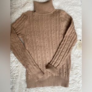 St John’s Bay Camel Heather Turtleneck Sweater